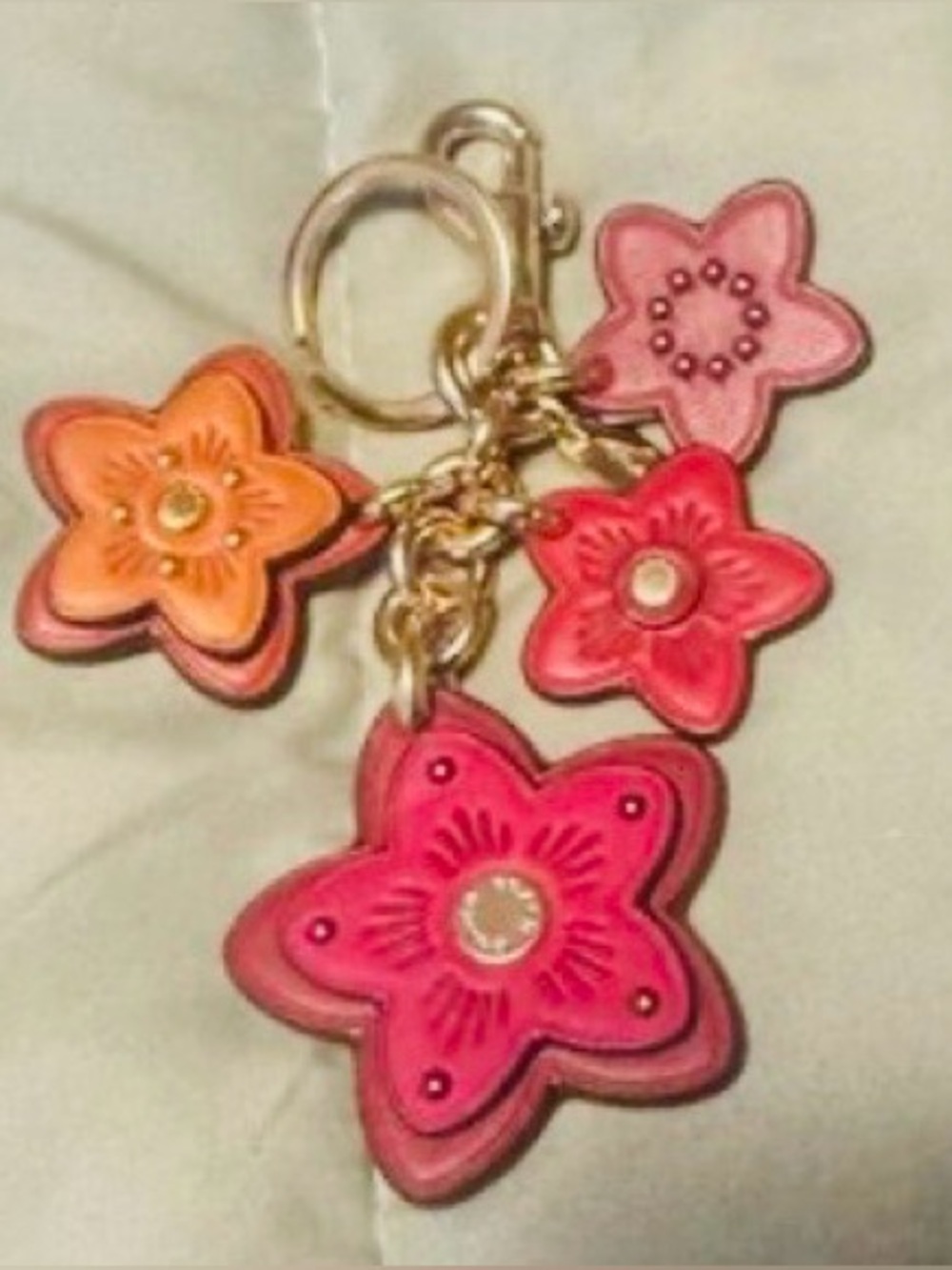COACH Flower Motif Leather Bag
Charm Keychain Pink Brown
Orange, Fob, rare